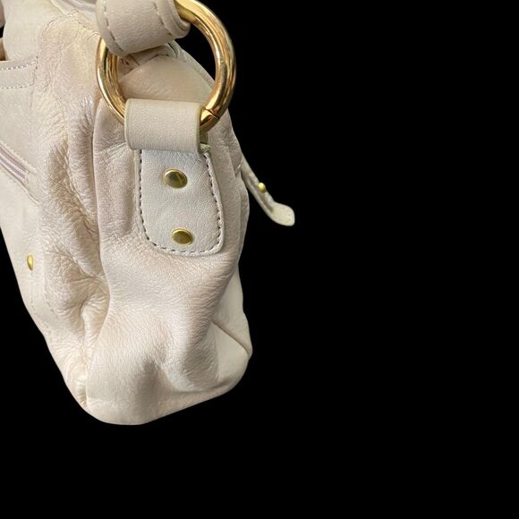 Stone Mountain Shoulder Bag Womens Ivory Leather Purse with Pockets - Picture 4 of 6
